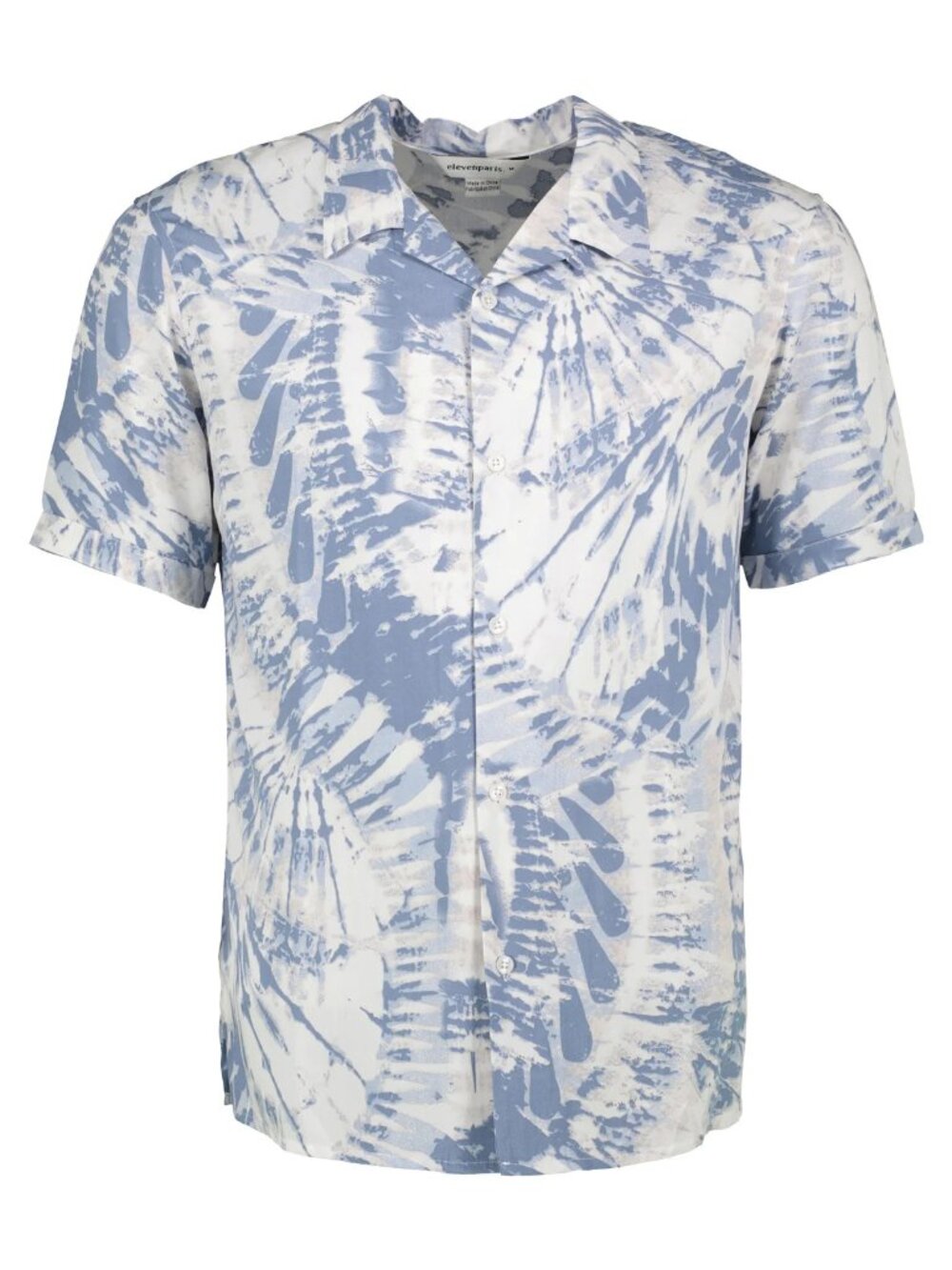 Eleven Paris Pastel Blue Tie Dye Camp Collar Short Sleeve Shirt/5363